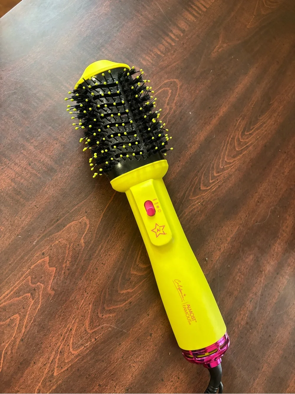 Almost Famous Yellow Hot Air Round Brush with Pink Accent